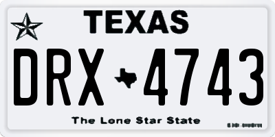 TX license plate DRX4743