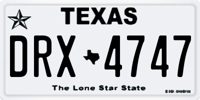 TX license plate DRX4747