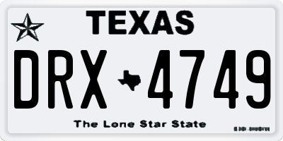 TX license plate DRX4749