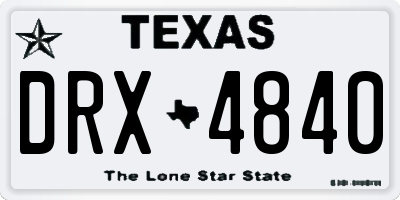 TX license plate DRX4840