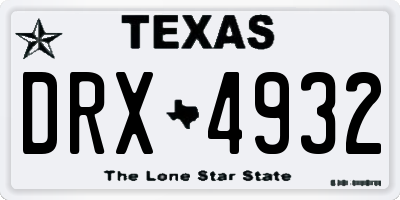 TX license plate DRX4932