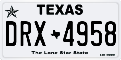 TX license plate DRX4958