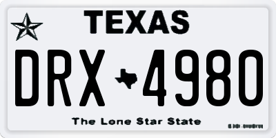TX license plate DRX4980