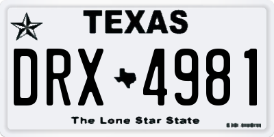 TX license plate DRX4981
