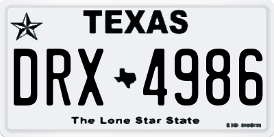 TX license plate DRX4986