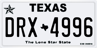 TX license plate DRX4996