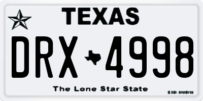 TX license plate DRX4998