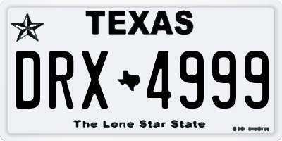 TX license plate DRX4999