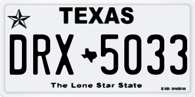 TX license plate DRX5033