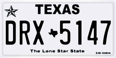 TX license plate DRX5147