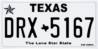 TX license plate DRX5167