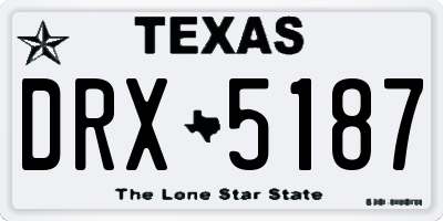 TX license plate DRX5187