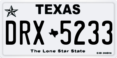 TX license plate DRX5233