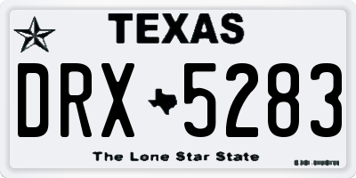 TX license plate DRX5283