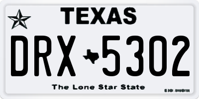 TX license plate DRX5302