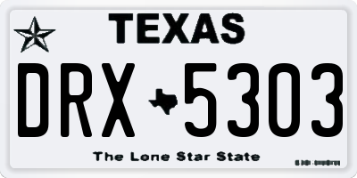 TX license plate DRX5303