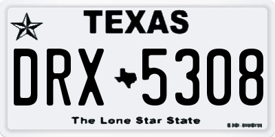 TX license plate DRX5308
