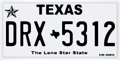 TX license plate DRX5312