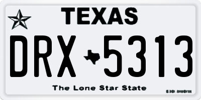 TX license plate DRX5313
