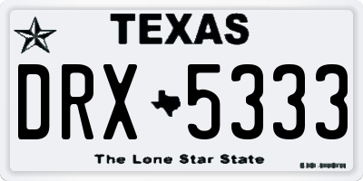 TX license plate DRX5333