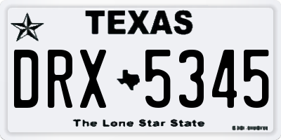 TX license plate DRX5345