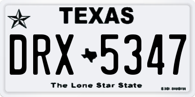 TX license plate DRX5347