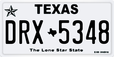 TX license plate DRX5348