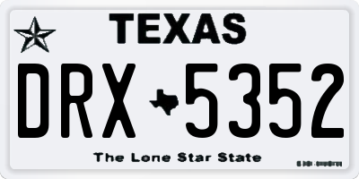 TX license plate DRX5352