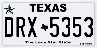 TX license plate DRX5353
