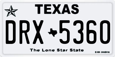 TX license plate DRX5360