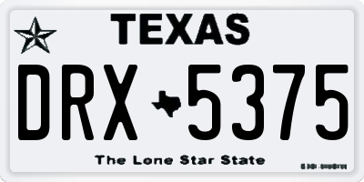 TX license plate DRX5375