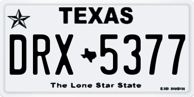 TX license plate DRX5377