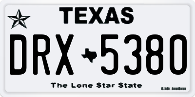 TX license plate DRX5380
