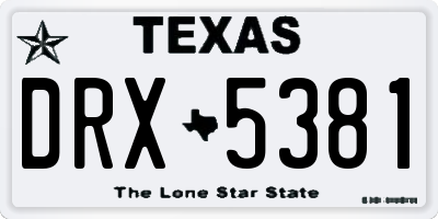 TX license plate DRX5381