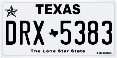 TX license plate DRX5383