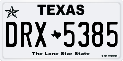 TX license plate DRX5385