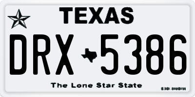 TX license plate DRX5386
