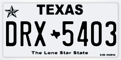 TX license plate DRX5403