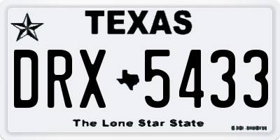 TX license plate DRX5433