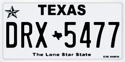 TX license plate DRX5477