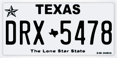 TX license plate DRX5478