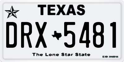 TX license plate DRX5481