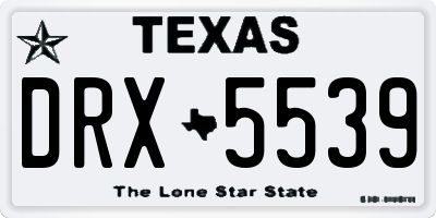 TX license plate DRX5539
