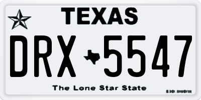 TX license plate DRX5547