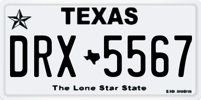TX license plate DRX5567