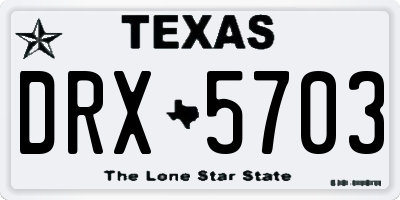 TX license plate DRX5703