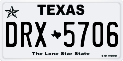 TX license plate DRX5706