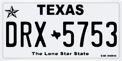 TX license plate DRX5753