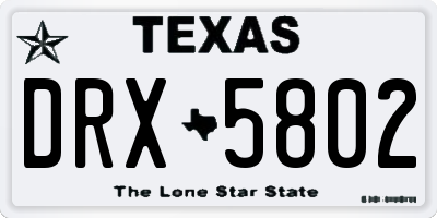 TX license plate DRX5802