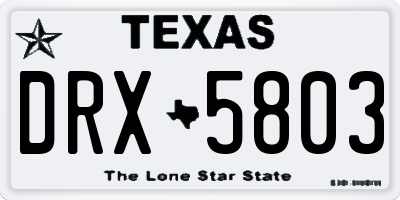 TX license plate DRX5803